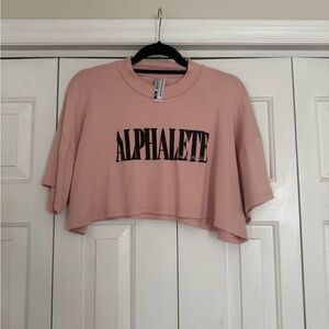 Alphalete Women’s Workout Cropped Pump Cover Light Pink TShirt Size XL